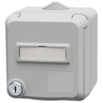 MENNEKES Cepex Vægmonteret stikkontakt SCHUKO® med lås og tekstfelt, lysegrå 4576